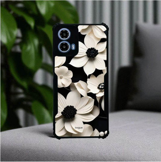 ivogue Black & Bloom Mobile Cover For Motorola G45