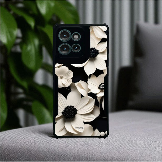 ivogue Black & Bloom Mobile Cover For Motorola Edge 50 Neo