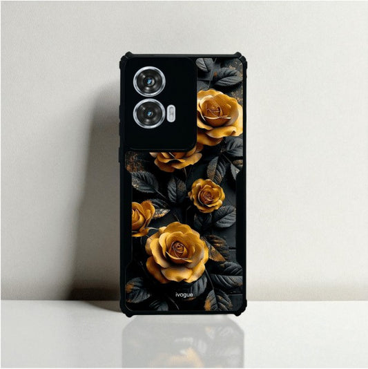 ivogue Golden Rose Mobile Cover For Motorola Edge 50 Fusion