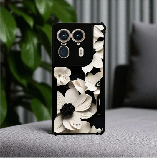 ivogue Black & Bloom Mobile Cover For Motorola Edge 50 Ultra