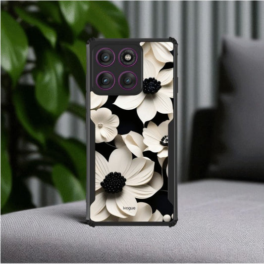 ivogue Black & Bloom Mobile Cover For Motorola Edge 60 Stylus