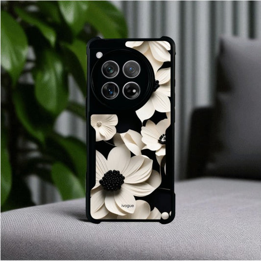 ivogue Black & Bloom Mobile Cover For OnePlus 12