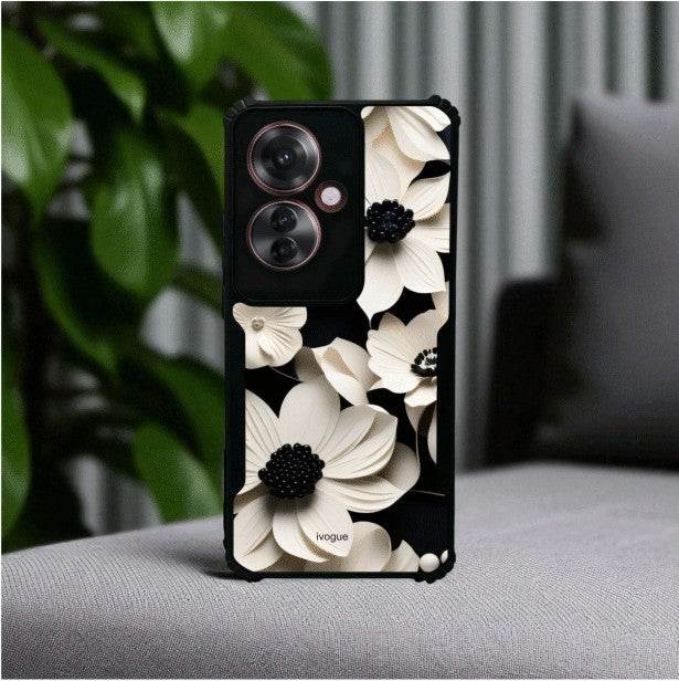 ivogue Black & Bloom Mobile Cover For OPPO F25 Pro