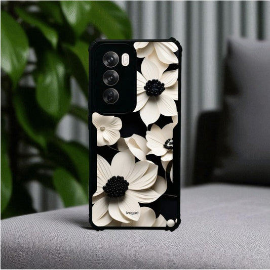 ivogue Black & Bloom Mobile Cover For OPPO Reno12 Pro