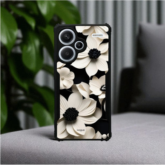 ivogue Black & Bloom Mobile Cover For Redmi Note 13 Pro Plus