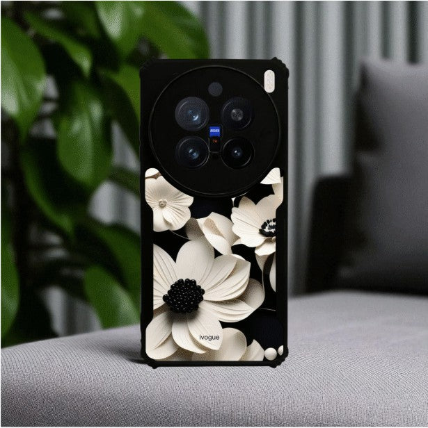 ivogue Black & Bloom Mobile Cover For VIVO X200 Pro
