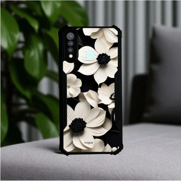 ivogue Black & Bloom Mobile Cover For VIVO Y19 (4G)