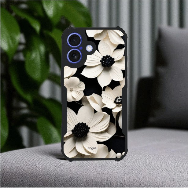 ivogue Black & Bloom Mobile Cover For Apple iphone 16