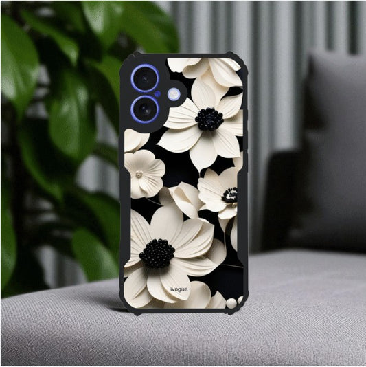 ivogue Black & Bloom Mobile Cover For Apple iphone 16 Plus
